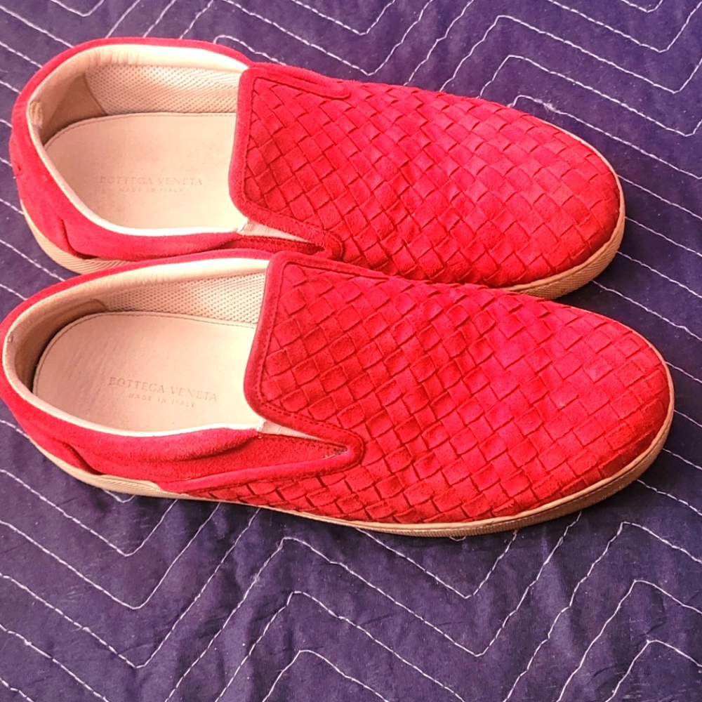 Bottega Veneta Woven Red Slip-On Loafers